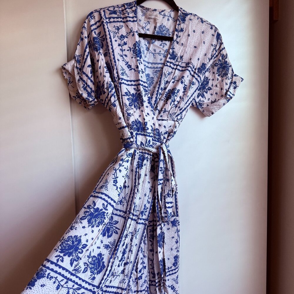 UO Gabrielle Woven Midi Wrap Dress